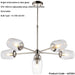 Multi Arm Hanging Ceiling Pendant Light - Bright Nickel Plate Adjustable Stem & 6x Clear Glass Shades