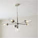 Multi Arm Hanging Ceiling Pendant Light - Bright Nickel Plate Adjustable Stem & 6x Clear Glass Shades