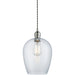 Hanging Ceiling Pendant Light - Bright Nickel Plate & Clear Hammered Glass - 10W LED E27