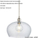 Hanging Ceiling Pendant Light - Bright Nickel Plate & Clear Hammered Dome Glass - 10W LED E27