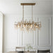 Multi Arm Hanging Ceiling Pendant Light - Aged Gold Paint & Champagne Lustre Glass Shade - 6 x 6W LED E14