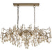 Multi Arm Hanging Ceiling Pendant Light - Aged Gold Paint & Champagne Lustre Glass Shade - 6 x 6W LED E14