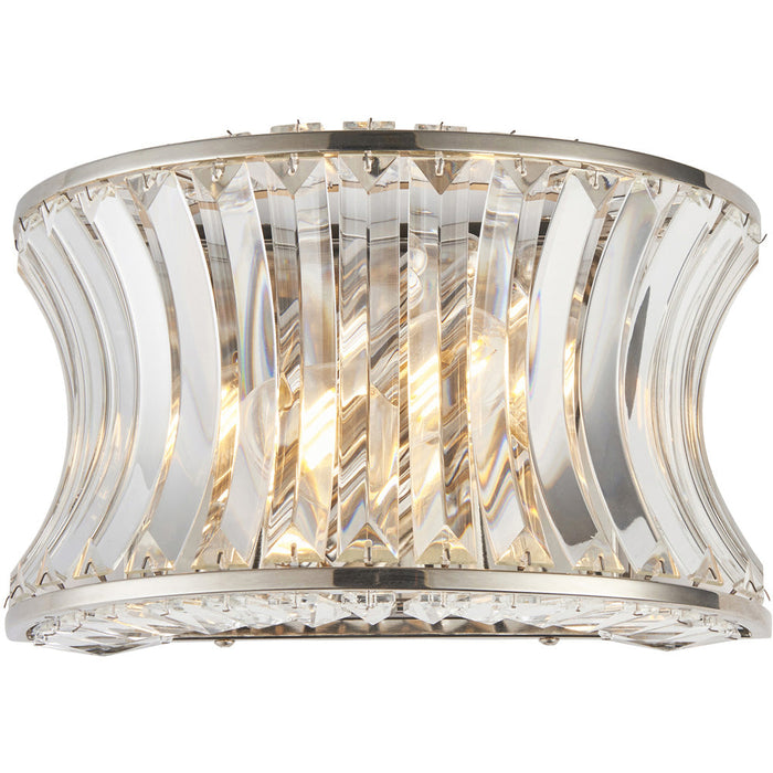 Glass Dimmable Wall Light - Concave Effect Clear Crystals - Polished Nickel Edge