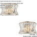 2 PACK Glass Dimmable Wall Light - Concave Effect Clear Crystals - Polished Nickel Edge