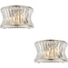 2 PACK Glass Dimmable Wall Light - Concave Effect Clear Crystals - Polished Nickel Edge