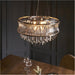 Hanging Ceiling Pendant Light - Bright Nickel Plate With Crystal And Clear Glass - 9 X 6W LED E14