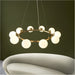 Multi Arm Hanging Ceiling Pendant Light - Satin Brass Plate & Gloss White Glass Shade - 10 x 3W LED G9