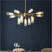 Multi Arm Hanging Ceiling Pendant Light - Satin Brass Plate With Clear & Frosted Glass Shade - 13 x 3W LED G9