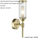 Satin Brass Dimmable Wall Light - Ribed & Frosted Glass Shade - 3W LED G9 Candle Effect