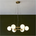 Multi Arm Hanging Ceiling Pendant Light - Satin Brass Plate & Gloss White Glass Shade - 6 x 3W LED G9