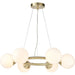 Multi Arm Hanging Ceiling Pendant Light - Satin Brass Plate & Gloss White Glass Shade - 6 x 3W LED G9