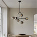 Multi Arm Ceiling Pendant & 2x Matching Wall Lights - Matt Black Frame Grey Tinted Glass Shade Set