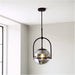 Single Hanging Ceiling Pendat & 2x Matching Wall Lights - Matt Black Frame Grey Tinted Glass Shade Set