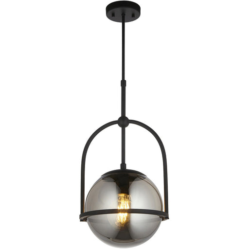 Hanging Ceiling Pendant Light - Matt Black & Smoked Mirror Glass - 10W LED E27