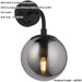 Multi Arm Ceiling Pendant & 2x Matching Wall Lights - Matt Black Frame Grey Tinted Glass Shade Set