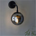 Single Hanging Ceiling Pendat & 2x Matching Wall Lights - Matt Black Frame Grey Tinted Glass Shade Set