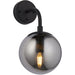 Multi Arm Ceiling Pendant & 2x Matching Wall Lights - Matt Black Frame Grey Tinted Glass Shade Set