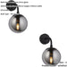 2 PACK Matt Black Wall Light - Modern Beautiful Smoked Mirror Glass Round Shade - Toggle Switch