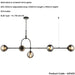 Hanging Ceiling Bar Pendant Light - 5x Grey Tinted Glass Shades - Matt Black Linear Lamp