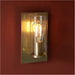 Brass Hammered Dimmable Wall Light - Clear Textured Round Glass Shade - E27 Open bulb