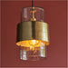 2 PACK Hanging Ceiling Pendant Light - Hammered Brass Plate & Textured Clear Glass - 10W LED E27