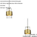 2 PACK Hanging Ceiling Pendant Light - Hammered Brass Plate & Textured Clear Glass - 10W LED E27