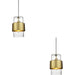 2 PACK Hanging Ceiling Pendant Light - Hammered Brass Plate & Textured Clear Glass - 10W LED E27