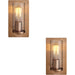 2 PACK Copper Hammered Dimmable Wall Light - Clear Textured Round Glass Shade - E27 Open bulb