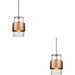 2 PACK Hanging Ceiling Pendant Light - Hammered Copper Plate & Textured Clear Glass - 10W LED E27