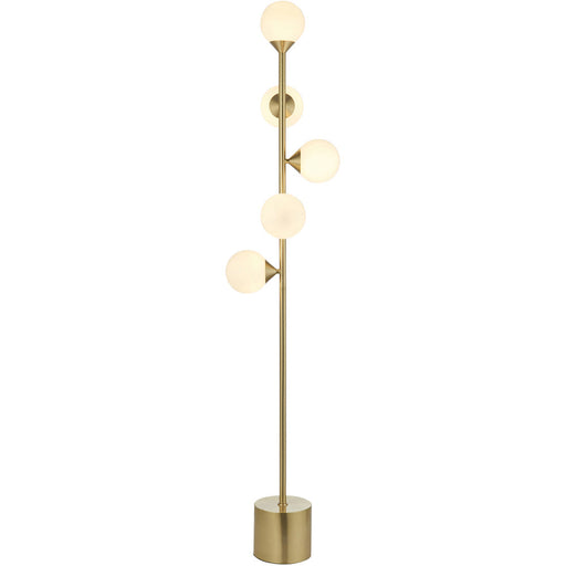 1515mm Floor Lamp - Satin brass plate & gloss white glass - Standing LED Light Base & Shade