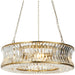 6 Light Hanging Ceiling Pendant & 2x Matching Wall Lights - Crystal Clear Glass Brass Edge Concave Dimmable Set