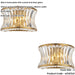 2 PACK Glass Dimmable Wall Light - Concave Effect Clear Crystals - Warm Brass Edge