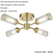 Satin Brass Semi Flush Low Ceiling Light - Clear Frosted Glass Shade - 4x 3W LED G9