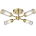 Satin Brass Semi Flush Low Ceiling Light - Clear Frosted Glass Shade - 4x 3W LED G9