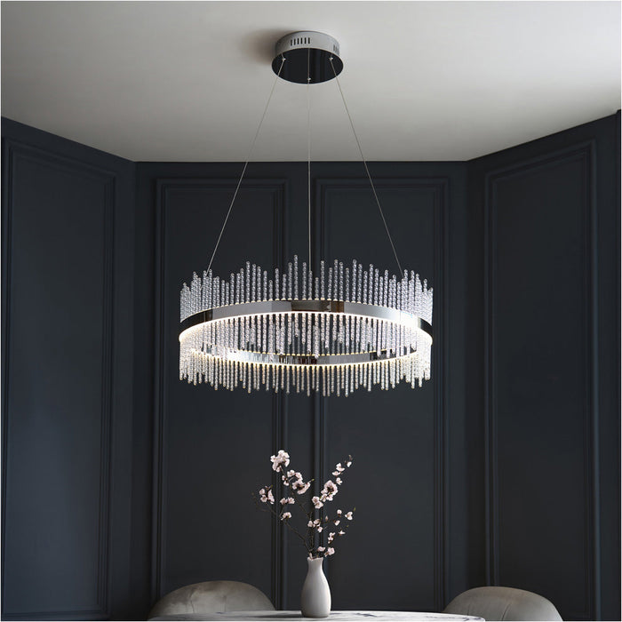 Hanging Ceiling Pendant Light - Chrome Plate & Clear Glass - 56W LED (Smd 2835) Warm White