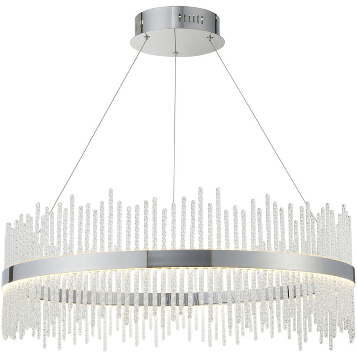 Hanging Ceiling Pendant Light - Chrome Plate & Clear Glass - 56W LED (Smd 2835) Warm White