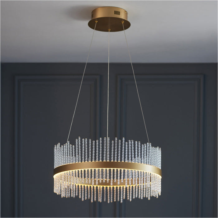 Hanging Ceiling Pendant Light - Brushed Gold Plated Finish & Clear Glass - 41W LED (Smd 2835) Warm White