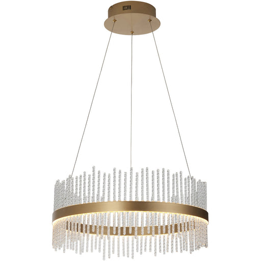 Hanging Ceiling Pendant Light - Brushed Gold Plated Finish & Clear Glass - 41W LED (Smd 2835) Warm White