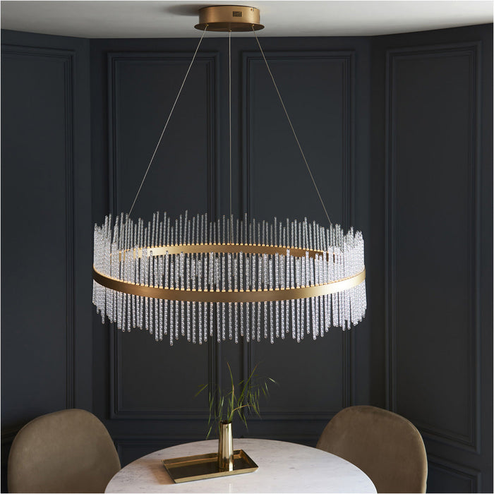 Hanging Ceiling Pendant Light - Brushed Gold Plated Finish & Clear Glass - 83W LED (Smd 2835) Warm White