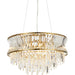 Hanging Ceiling Pendant Light - Warm Brass Plate With Crystal And Clear Glass - 9 X 6W LED E14