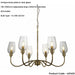 Multi Arm Hanging Ceiling Pendant Light - Antique Brass Plate & Clear Glass Shade - 6 x 6W LED E14