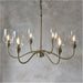 Multi Arm Hanging Ceiling Pendant Light - Antique Brass Plate & Clear Glass Shade - 6 x 6W LED E14