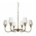 Multi Arm Hanging Ceiling Pendant Light - Antique Brass Plate & Clear Glass Shade - 6 x 6W LED E14