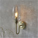 Antique Brass Dimmable Wall Light - Clear Glass Shade - 6W LED E14 Candle