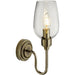 Antique Brass Dimmable Wall Light - Clear Glass Shade - 6W LED E14 Candle