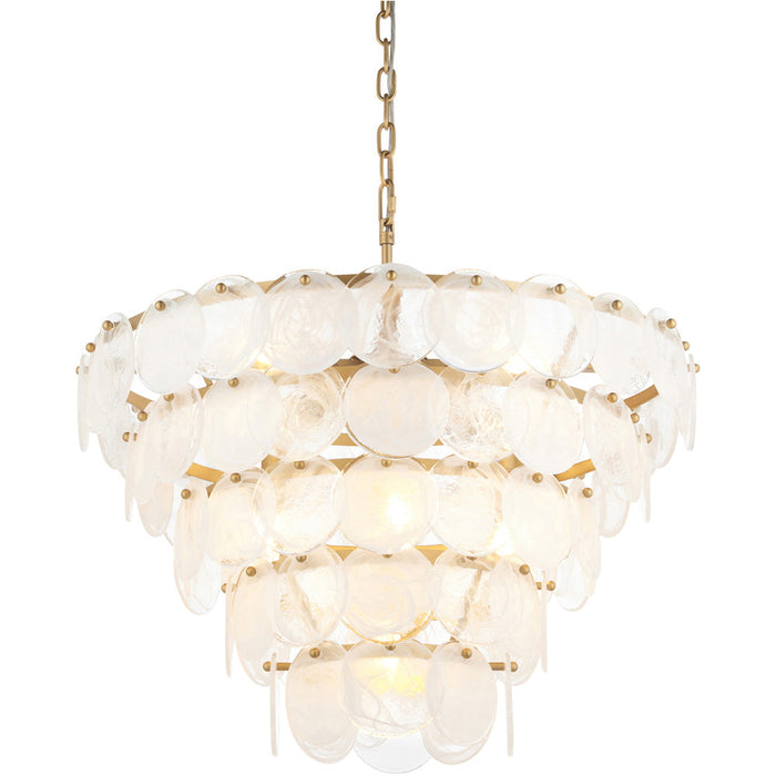 Hanging Ceiling Pendant Light - Antique Gold Paint With White & Clear Glass - 9 X 6W LED E14