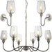 6 Light Hanging Ceiling Pendant & 2x Matching Wall Lights - Bright Nickel Clear Glass Shade - Dimmable Set