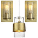 Single Hanging Ceiling Pendat & 2x Matching Wall Lights - Brass Hammered Dimmable Set