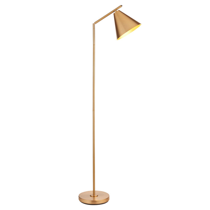 1580mm Tall Floor Lamp - Warm antique brass plate - Modern Metal Shade - 10W LED E27