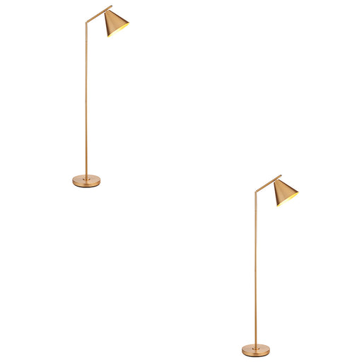 2 PACK 1580mm Tall Floor Lamp - Warm antique brass plate - Modern Metal Shade - 10W LED E27